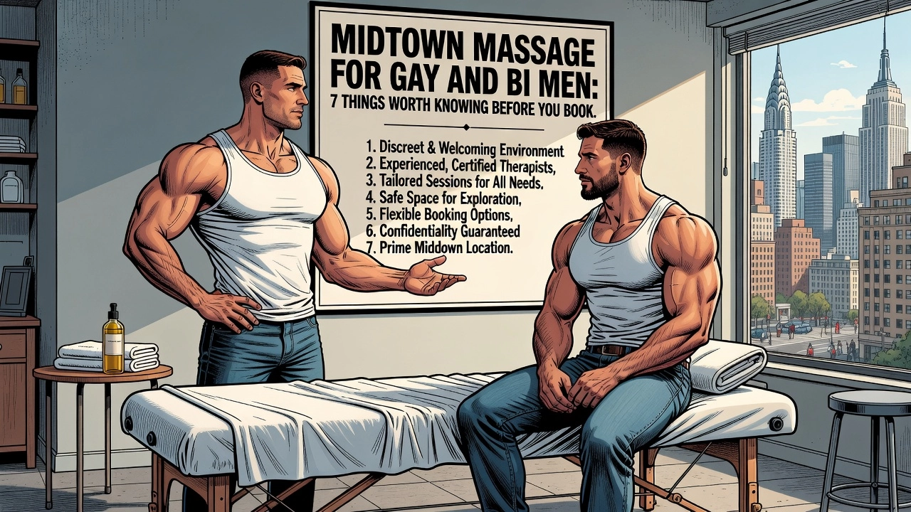 Professional header image for list-based article: Midtown Massage for Gay and Bi Men: 7 Things Worth Knowin...