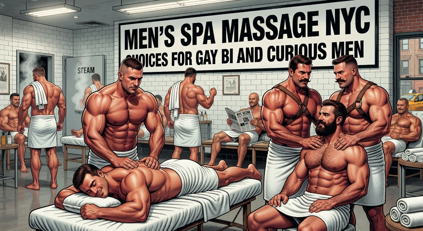 Professional header image for list-based article: Men's Spa Massage NYC Choices for Gay Bi and Curious Men